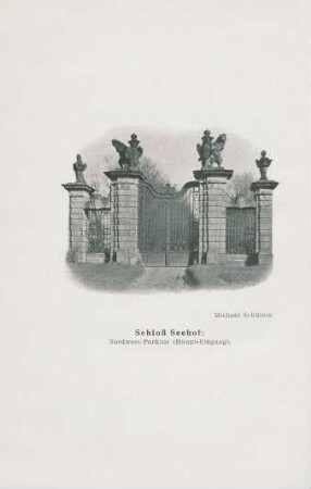 Schloß Seehof: Nordwest-Parktor (Haupt-Eingang)