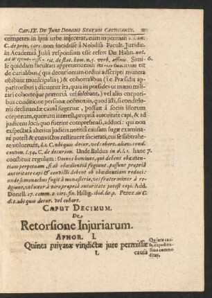 Caput Decimum. De Retorsione Iniuriarum.