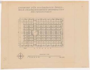 Druckvorlagen: Gärten an dreigeschossigen Wohnbauten: Grundriss 1:500