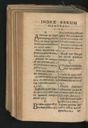 Index Rerum Memorabilium.