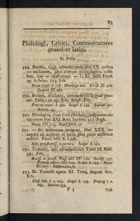 85-102, Philologi, Critici, Commentatores graeci et latini - Philologi, Grammatici, Lexicographi graeci, lat. &c.