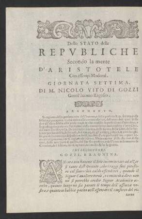 Giornata Settima.