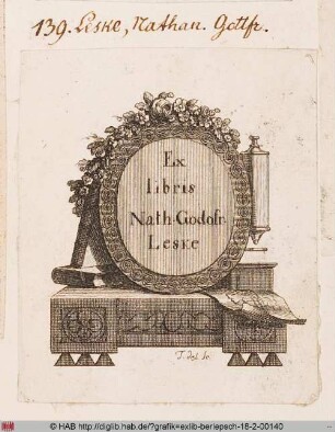 Exlibris des Nathanael Gottfried Leske
