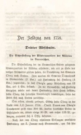 Die Sicherstellung der Winterquartiere der Alliirten im Bremenschen.