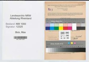 Entnazifizierung Max Bick, geb. 04.06.1888 (Versich.Angest.)