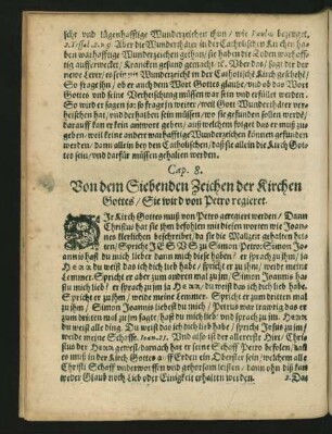 Cap. 8. Von dem Siebenden Zeichen der Kirchen Gottes/ Sie wird von Petro regieret.