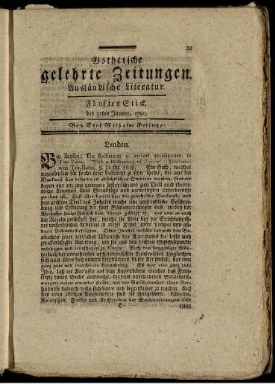 Fünftes Stück, den 30ten Januar, 1790.