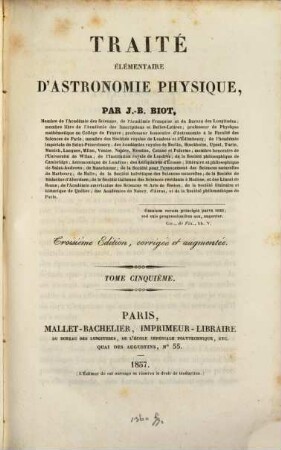 Traité élémentaire d'astronomie physique, 5