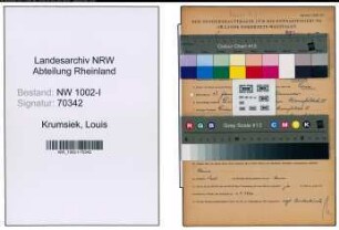 Entnazifizierung Louis Krumsiek , geb. 03.01.1897 (Kernmacher)