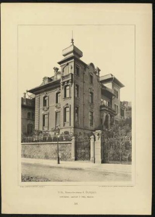 Tafel 50. Villa, Hohenzollernstrasse 6, Stuttgart. Architekten: Lambert & Stahl