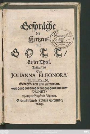 1: Gespräche des Hertzens mit Gott