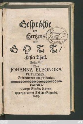 1: Gespräche des Hertzens mit Gott