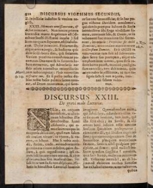 322-334, Discursus XXIII. De gravi malo Luxuriae.