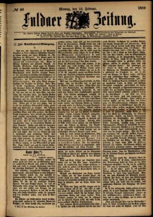 Ausgabe vom Montag, den 18. Februar 1889.