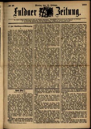 Ausgabe vom Montag, den 18. Februar 1889.