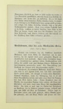 VIII. Aristodemos, oder der erste Messenische Krieg