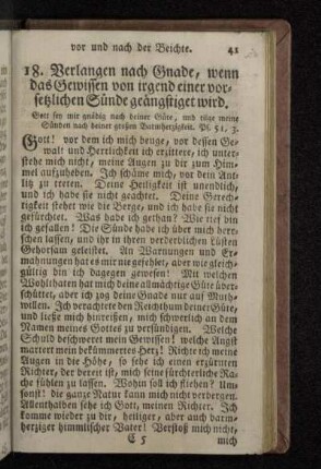 18. Verlangen nach Gnade, wenn das Gewissen von irgend einer vorsetzlichen Sünde geängstiget wird.
