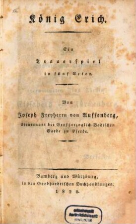 König Erich : Ein Trauerspiel