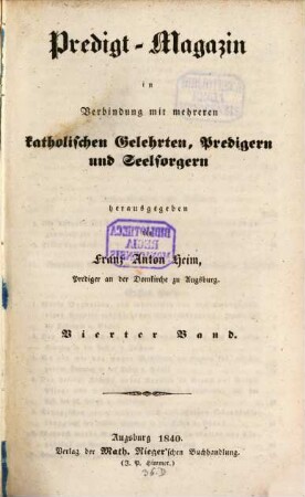 Predigt-Magazin, 4. 1840