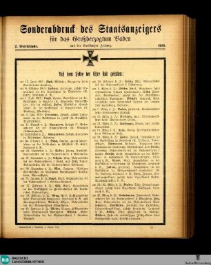 Sonderabdruck des Staatsanzeigers für Baden, Sonderabdruck des Staatsanzeigers