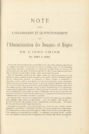 Note sur l'organisation et le fonctionnement ...