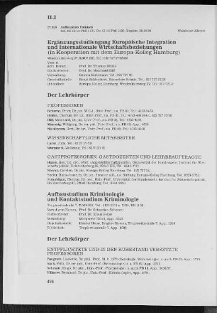 Aufbaustudium Kriminologie und Kontaktstudium Kriminologie