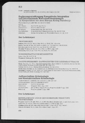 Aufbaustudium Kriminologie und Kontaktstudium Kriminologie