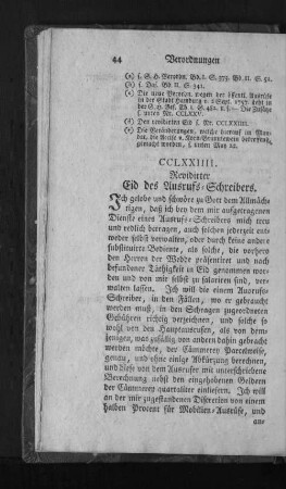 CCLXXIIII. Revidirter Eid des Ausrufs-Schreibers.