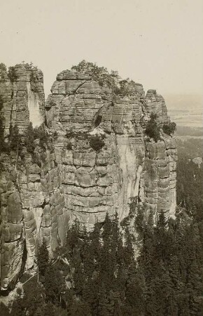 Elbsandsteingebirge. Schrammsteine. Hoher Torstein, von der Schrammsteinaussicht gesehen