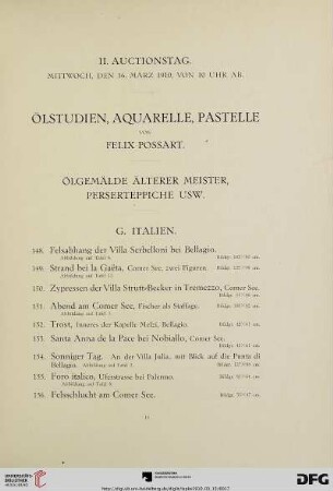 Ölstudien, Aquarelle, Pastelle von Felix Possart. Ölgemälde älterer Meister, Perserteppiche usw. (Nr. 148-301)