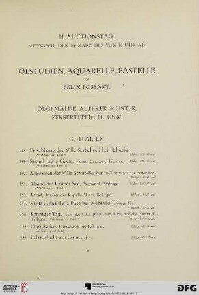 Ölstudien, Aquarelle, Pastelle von Felix Possart. Ölgemälde älterer Meister, Perserteppiche usw. (Nr. 148-301)