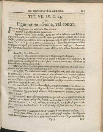Tit. VII. IV. C. 24. De Pignoratitia actione, vel contra.