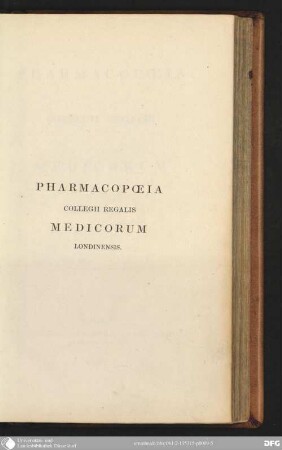 Pharmacopoeia Collegii regalis Medicorum Londinensis