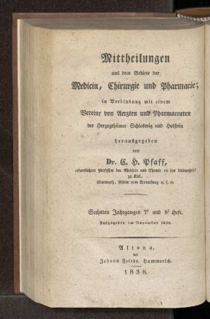 Sechsten Jahrganges 7. und 8. Heft. Ausgegeben im December 1838. - Vierten Jahrganges 7. und 8. Heft. Ausgegeben im December 1838.