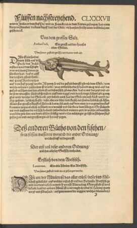 Deß anderen Buchs von den fischen/ so in süssen wasseren wonend/ die ander Ordnung/ welche fünff teil begreyfft. [Zweite Ordnung]