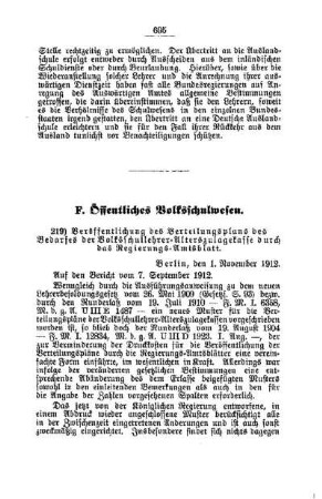 Veröffentlichung des Verteilungsplans des Bedarfes der Volksschullehrer-Alterszulagekasse durch das Regierungs-Amtsblatt : [F. Öffentliches Volksschulwesen]