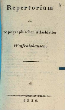 Repertorium des topographischen Atlasblattes Wolfratshausen