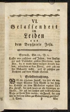 81-96, VI. Gelassenheit im Leiden aus dem Beyspiele Jesu.