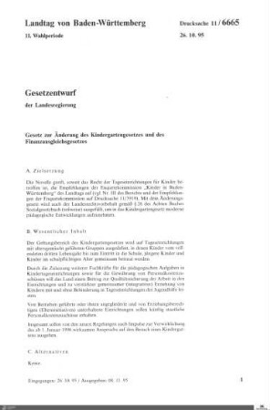 Gesetzentwurf Änderung Kindergartengesetz