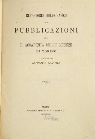 Repertorio bibliografico delle pubblicazioni della R. Accademia delle scienze di Torino