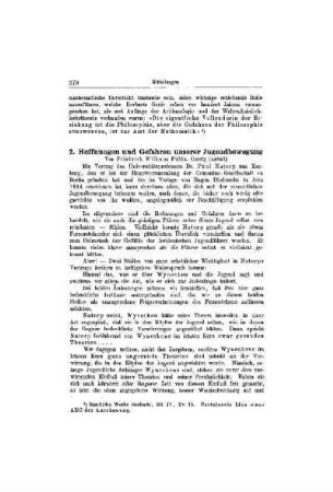 Hoffnungen und Gefahren unserer Jugendbewegung