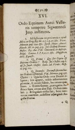 XVI. Ordo Equitum Aurei Velleris tempore Sigismundi Imp. institutus