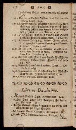 156-184, Libri in Duodecimo.