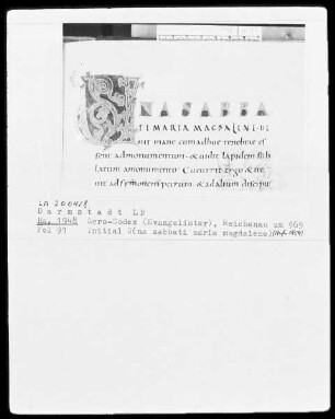Evangelistar (Gero-Kodex) — Initiale U(na sabbati maria magdalene), Folio 91recto