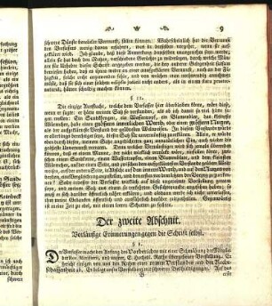 Der zweite Abschnit. Vorläufige Erinnerungen gegen die Schrift selbst.