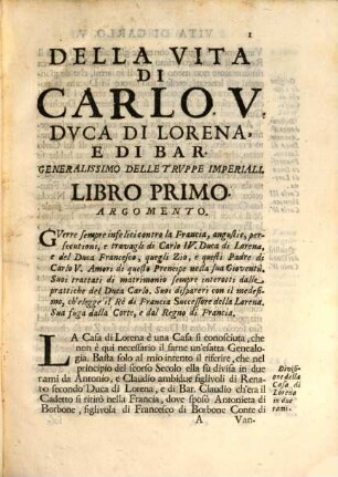 Historia della vita di Carlo V, duca di Lorena e di Bar