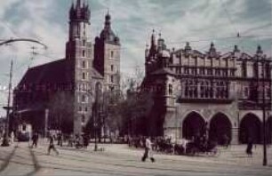 Krakau. Großer Marktplatz, Marienkirche und Tuchhallen