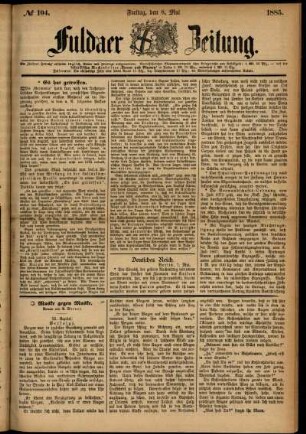 Ausgabe vom Freitag, den 08. Mai 1885.