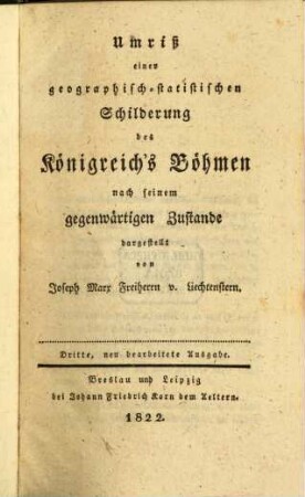 Umriß einer geographisch-statistischen Schilderung des Königreichs Böhmen