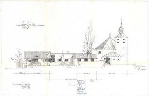 Gsaenger, Gustav; Prien / Chiemsee (Bayern); Ev. Kirche - Erweiterung mit Gemeindesaal u. Amtsräumen (Ansicht)